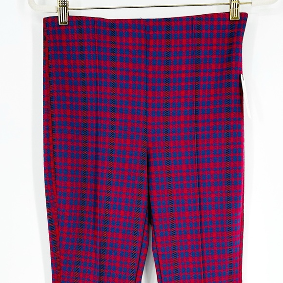 Anthropologie Maeve Margot Red Blue Plaid Flare Leg Pull On Stretch Pants New XS - Picture 7 of 12